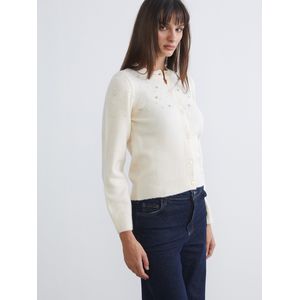 LC Waikiki Crew Neck Rhinestone Embellished Women's Knitwear Cardigan