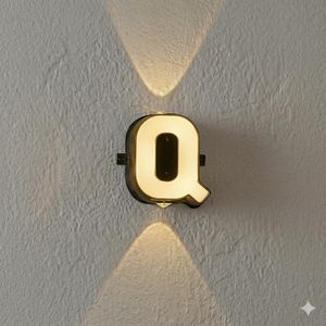 أبليك حائط مضيء حرف Q - إضاءة ديكورية مودرن - ذهبي ملكي