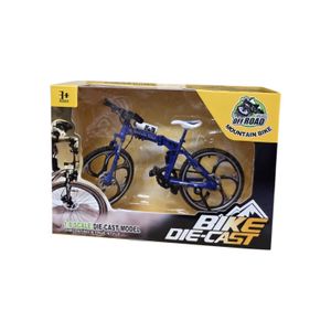 Metal folding bike toy, mini finger mountain bike, home and office mirror (blue)