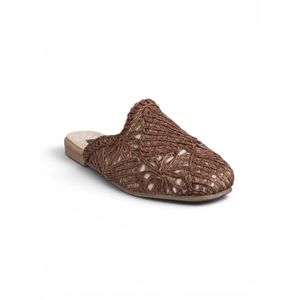 Life Stylish Mules Flat Burlap Elegant SB-705 - Brown