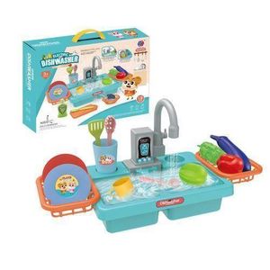 Electric Dishwasher Toy Set with Running Water, 19 Pieces