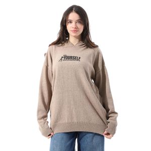 Andora High Low Slip On Hooded Pullover - Beige
