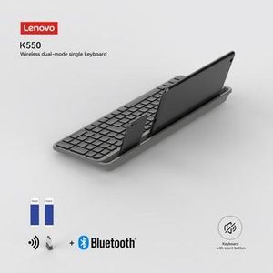 Lenovo  لوحة مفاتيح لاسلكية K550 باللون الأسود، تدعم وضعين للاتصال (مخصصة للأعمال والخدمات)
