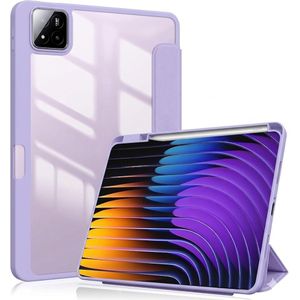 غطاء حماية قابل للطي لأجهزة شاومي مي باد 8 و8 برو 11.2 إنش 2026 ، جراب شفاف مع حامل قلم ودعم النوم والاستيقاظ التلقائي (لافندر)