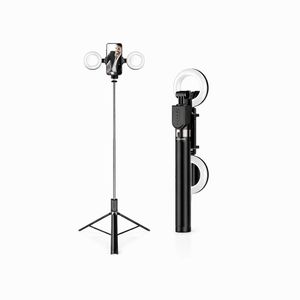 PLOKAMA Smart Live Broadcast Stand with Integrated Ring Light for Content Creation - Black, 360° Rotation & 270° Angle Adjustment, Compatible with Smartphones, Ideal for TikTok, YouTube