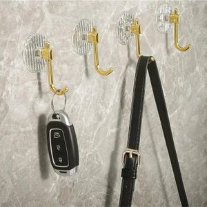 4 Pieces Self Adhesive Wall Hooks Heavy Duty Transparent Towel Hooks Waterproof Seamless Hanging Hooks For Kitchen Bathroom Bedroom Office Keys Towels Bags Robes Home Organizer Storage