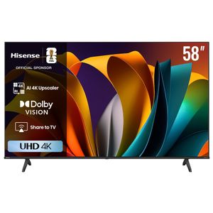Hisense شاشة تلفزيون سمارت ، مقاس 58 بوصة ، D LED ، دقة 4K UHD ، بلا - 58A6N