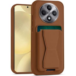 جراب حماية خلفي جلد متوافق مع موبايل أوبو رينو 12 Fرينو 12F بتصميم محفظة، مع إطار من البولي يوريثين المقاوم للحرارة، مضاد للصدمات مع حامل تثبيت وحامل كروت ، بني