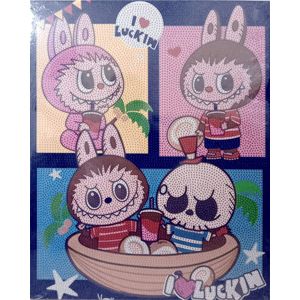 5D Diamond Mosaic Art Painting Kit Comic Cartoon Bunny & Skeleton Friends Theme Approx 50x40 cm HD Canvas Includes Resin Rhinestones, Applicator Pen Wax & Sorting Tray DIY Handmade Wall Decor Craft Gift for Kids Teens Adults Ages 6+ (Shape Color May Vary