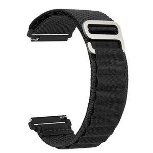 حزام Alpine Loop مقاس 22 مم متوافق مع ساعة Xiaomi Watch S1/S1 Active/Mi Watch، حزام رياضي متين من النايلون مع خطاف G من التيتانيوم، أسود اللون