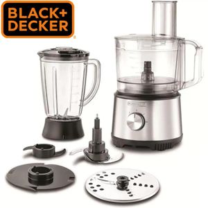BLACK+DECKER Food Processor 800W, 24 Functions, 2L Bowl + 1.5L Blender, 2 Speeds + Pulse, Stainless Steel Blades, Model FX825