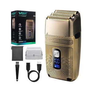 VGR ماكينة حلاقة اللحية الكهربائية V-335 من التيتانيوم بثلاث شفرات، لون ذهبي