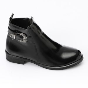 xo style حذاء كاحل جلدي - أسود.