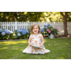 فستان بناتي مبطن من الداخل بلا أكمام برقبة دائرية