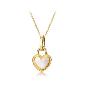 3Diamonds Daily Pendant Necklaces Fashion Jewelry Necklaces Gold Color Steel Double-sided Love Heart Women White Jewelry Gift