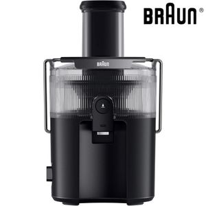 Braun عصارة فواكه براون 800 وات، سعة وعاء العصير 0.8 لتر ووعاء اللب 2 لتر، سرعتان، فلتر ستانلس ستيل، فتحة إدخال 75 مم، تقنية FastXtract وColdXtract، نظام منع التنقيط والأمان الرباعي، أسود SJ5000