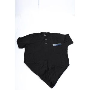 Caesar basic cotton short sleeves open neck tshirt for men-black-3xl