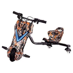 سكوتر دريفت كهربائي للأطفال 360 درجة بموتور 150 وات، كرسي قابل للتعديل وعجل LED – بطارية قابلة للشحن