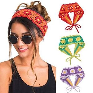 Handmade  Crochet Floral Boho Headband – Vintage Daisy Hair Wrap & Tie-Back Band