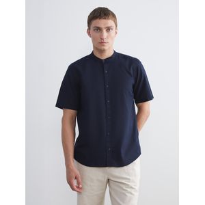 Regular Fit Grandad Collar Linen Blend Men's Shirt