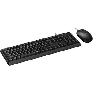 Rapoo كومبو كيبورد وماوس سلكي رابو X130 PRO، لوحة مفاتيح كاملة الحجم مقاومة لانسكاب السوائل مع ماوس ضوئي بدقة 1000 DPI، توصيل مباشر USB للكمبيوتر واللابتوب - أسود