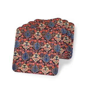 طقم كوستر لرمضان من المطاط مكون من 4 قطع مجموعة كوستر مطاطي بنقوش شرقية فاخرة - لمسة أنيقة لحماية سطح الطاولة