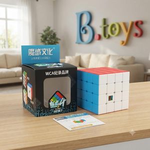 MoFangJiaoShi Meilong 4x4 Speed Cube - Stickerless Magic Cube Puzzle Toy with Tutorial Manual