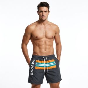 Pavone Elastic Waist Slash Pockets Swim Shorts For Men's,Dark Grey