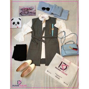 Sleeveless Solid Cardigan - Dark Grey