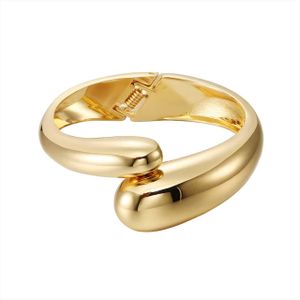 3Diamonds Trendy Smooth Stainless Steel Water Drop Bangle for Women Personality Cuff Bracelet Jewelry Accessory Colorfast Gift