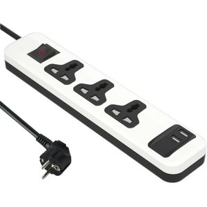 iLOCK مشترك كهرباء شامل مع 3 منافذ + 2 منفذ USB-A من اي لوك شحن سريع  2 م