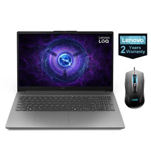 Lenovo LOQ - E 15IAX9E Gaming Laptop with LA1 Ai Chip, Intel Core i5-12450HX, 15.6 Inch FHD IPS 144Hz, 512GB SSD, 16GB DDR5 RAM, NVIDIA GeForce RTX 3050 6GB, Windows 11, Luna Grey with Mouse