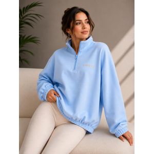 V A L Y A سويت شيرت حريمي أوفر سايز بسوستة نصفية وخامة ميلتون قطن