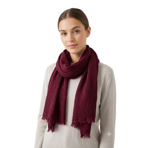 Clue Lightweight Cotton Fringed Textured Woven Scarf