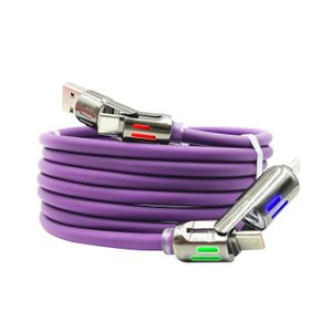 كابل USB 4 في 1 بقدرة 240 وات للشحن السريع، كابل شحن متعدد 4 في 1، كابل شحن USB نوع ايه/سي إلى نوع سي/لايتنينج مع ضوء مسامي، سلك شحن 4 في 1 USB نوع سي 240 وات لآيفون واي باد وسامسونج وماك بوك