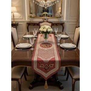 Turkish Table Runner - High-Quality Fabric - Size 170cm x 50cm Color (Burgundy) - With a high-quality lining