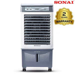 Sonai مبرد هواء سوناي 40 لتر – 90 وات – 3 سرعات – توزيع هواء 120° – تايمر 10 ساعات – تبريد ثلاثي الجوانب – أبيض* رمادى – Flow Classic – MAR-40PN – ضمان سنتين