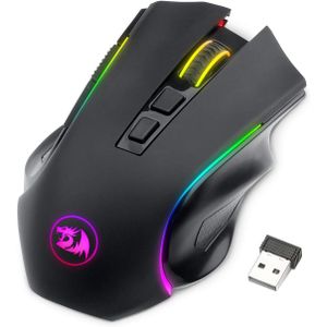 Redragon ماوس جيمنج Redrago.n M602-KS Griffin - لاسلكي وسلكي، 16000 DPI، إضاءة RGB، 9 أزرار قابلة للتخصيص، بطارية تدوم حتى 70 ساعة، تصميم مريح للألعاب والكمبيوتر
