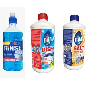 Feba مجموعة مسحوق غسيل الصحون، الملح، ومواد الشطف من فيبا