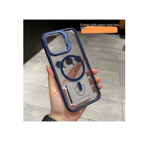 جراب هاتف بحواف سيليكون، وظهر من مادة TPU، وحامل مدمج، وواقيات لعدسة الكاميرا، متوافق مع آيفون 11