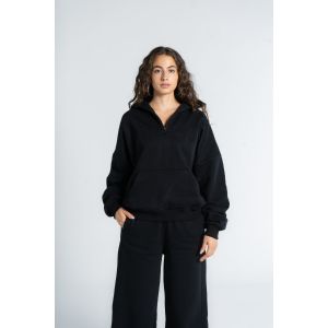 OUTDATED (Extra) High Neck Zipper Sweat Shirt - Black