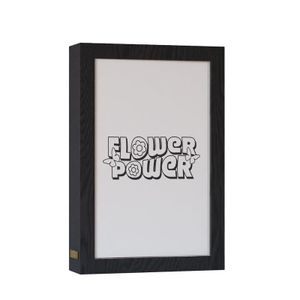 Art Mood HOME Natural Wood 2 In 1 Photo Lighting Frame - Flower Power Black Frame