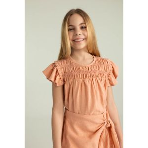 Defacto Girl Relax Fit Short Sleeve Blouse - Rose