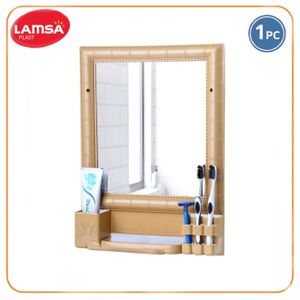 Lamsa Plast مرآة حمام حائط بإطار بلاستيك عالي الجودة – تصميم عصري متعدد الاستخدامات