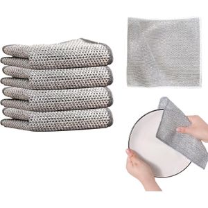 قطعة تنظيف الأطباق متعددة الاستخدامات ولا تخدش منشفة من أسلاك الصلب قماش سلكي متعدد للتنظيف الرطب والجاف تعمل على فرك وتنظيف والمصارف والمواقد 3 فضي S