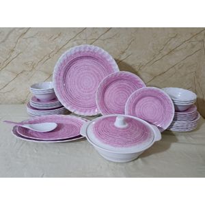 Royal 38-Piece Melamine Dinnerware Set – Marble & Floral Design – Break-Resistant
