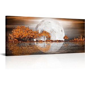 Kalormore Orange Tree Full Moon Seascape Painting Canvas Prints Abstract Guitar Music Instruments Canvas Wall Art