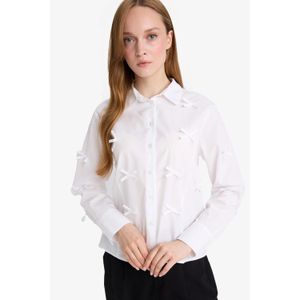 Defacto 100% Cotton Regular Fit Bow Poplin Shirt Tunic