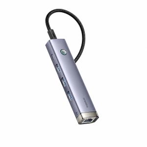 Baseus UltraJoy هاب USB 4 منافذ AIR من USB-A وUSB-C إلى 3 منافذ USB 3.0 – رمادي 