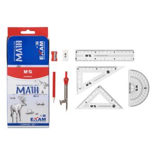 M&G Chenguang Mathematical Geometry Set , 8-Piece Math Set with Compass, Ruler, Set Squares & Protractor, Exam Set - No: ACS908J4